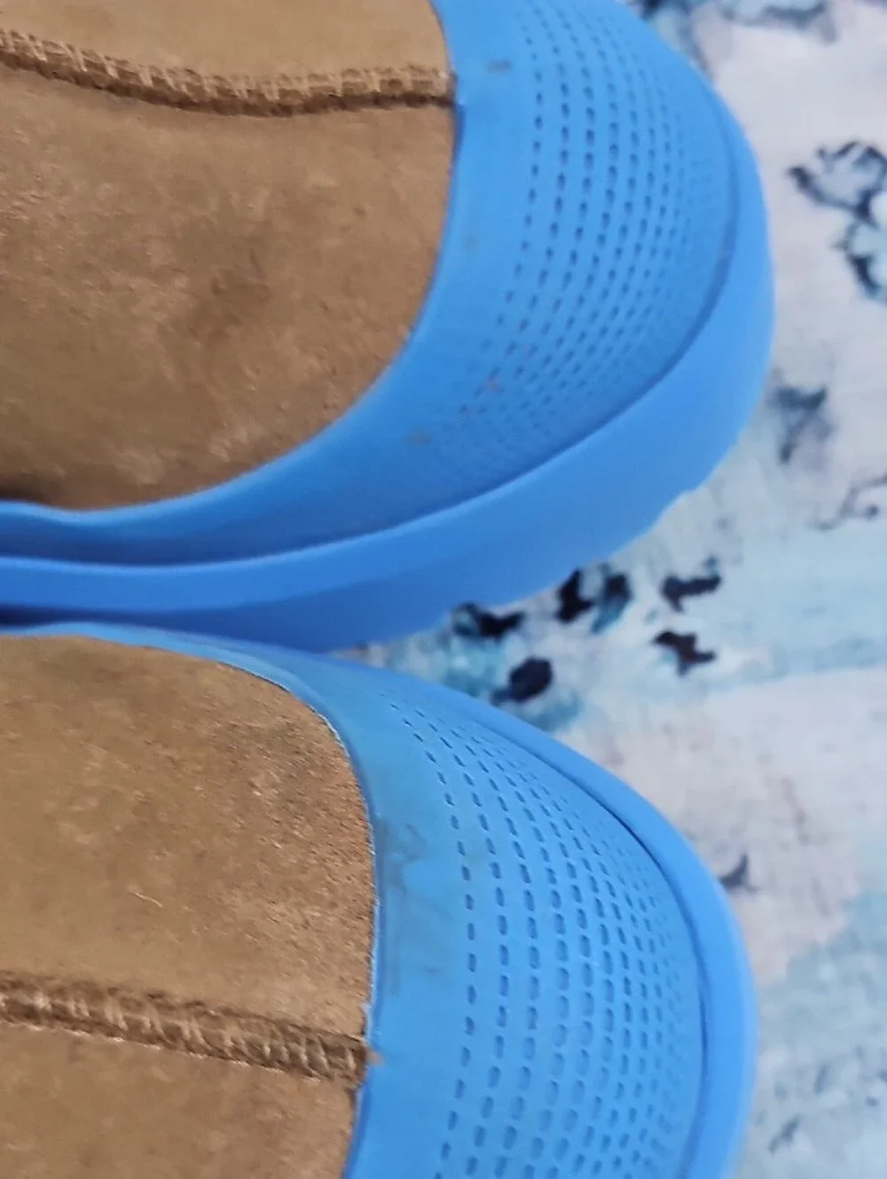 UGG Tasman Weather Hybrid Chestnut Canary Blue Suede Slippers 1144096 Mens 9